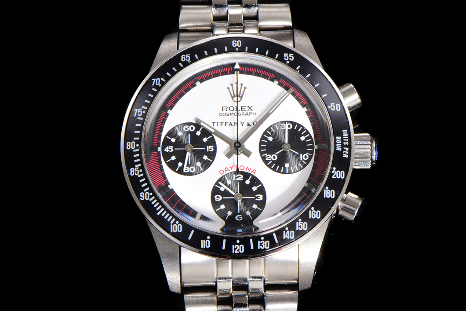 NO:820566,MSF used Rolex Tiffany co-branded Daytona, 37mm diameter, black panda dial with white chronograph sub-dial, classic snail cover mirror design. Stainless steel case with steel strap buckle, equipped with WM-manual chronograph movement.,, rolex19860909MSF中古劳力士 Tiffany联名款迪通拿,37mm表径,黑色熊猫盘面搭配白色计时小表盘,经典蜗盖镜面设计.精钢表壳搭配钢带表扣,搭载WM-手动计时机芯.,,rolex,Watch