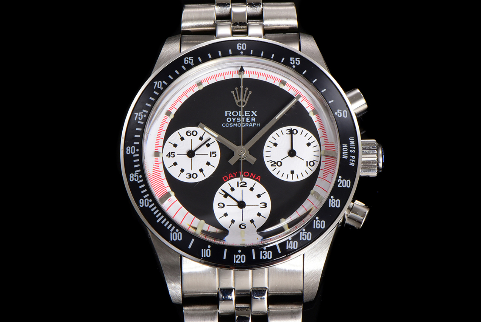 NO:820571,MSF used Rolex co-branded Daytona, 37mm diameter, black panda dial with white chronograph sub-dial, classic snail cover mirror design. Stainless steel case with steel strap buckle, equipped with WM-manual chronograph movement.,,rolex19860909MSF中古劳力士 联名款迪通拿,37mm表径,黑色熊猫盘面搭配白色计时小表盘,经典蜗盖镜面设计.精钢表壳搭配钢带表扣,搭载WM-手动计时机芯.,,rolex,Watch