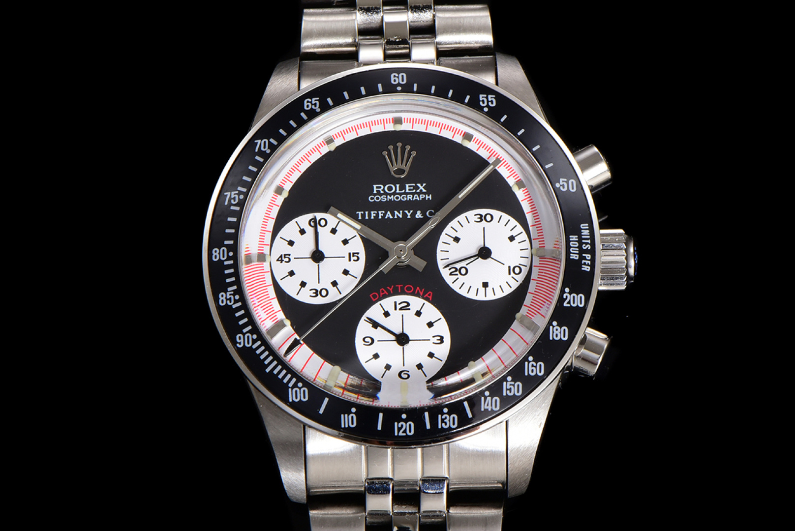 NO:820574,MSF used Rolex Tiffany co-branded Daytona, 37mm diameter, black panda dial with white chronograph sub-dial, classic snail cover mirror design. Stainless steel case with steel strap buckle, equipped with WM-manual chronograph movement.,, rolex19860909MSF中古劳力士 Tiffany联名款迪通拿,37mm表径,黑色熊猫盘面搭配白色计时小表盘,经典蜗盖镜面设计.精钢表壳搭配钢带表扣,搭载WM-手动计时机芯.,,rolex,Watch
