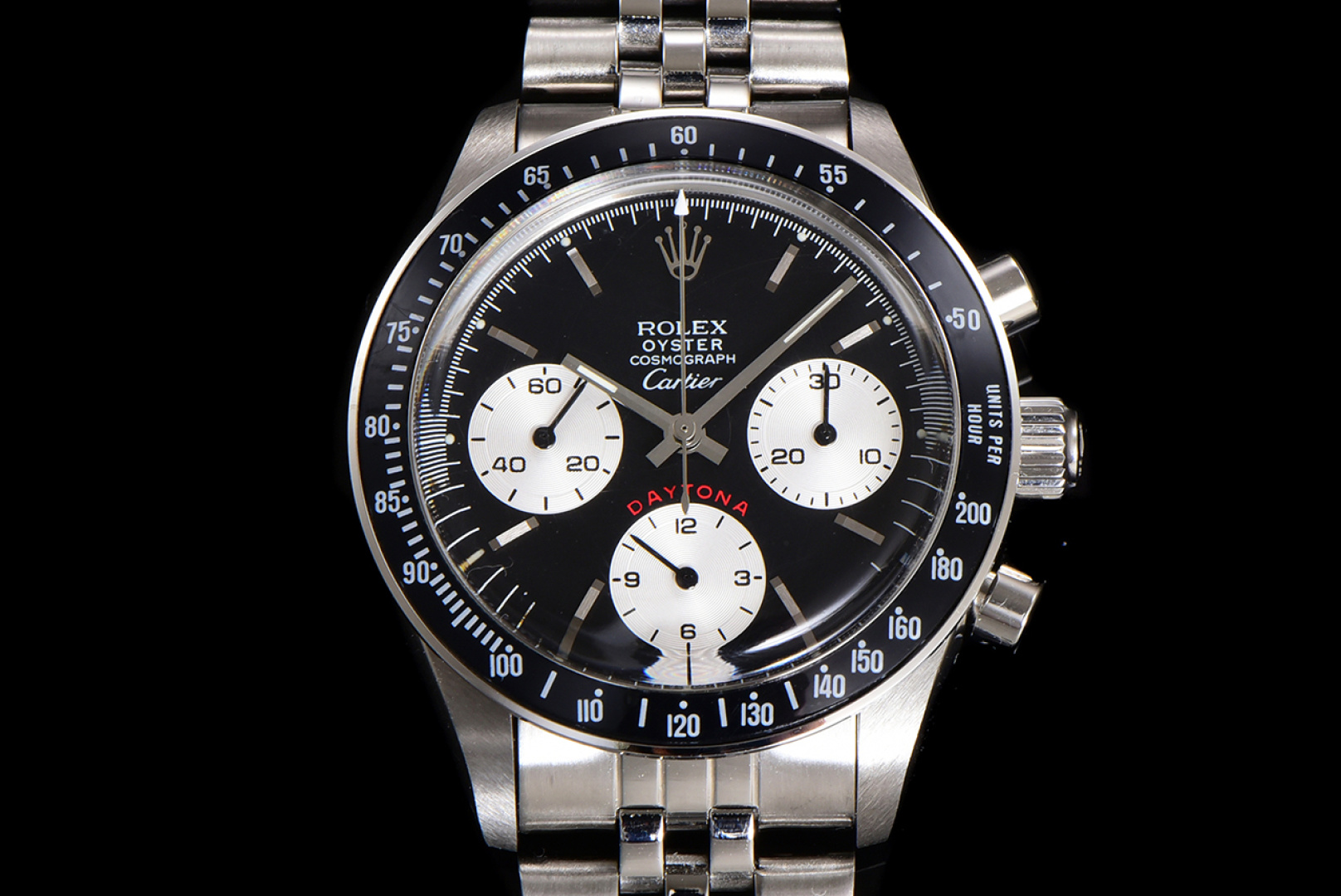NO:820579,MSF used Rolex co-branded Daytona, 37mm diameter, black panda dial with white chronograph sub-dial, classic snail cover mirror design. Stainless steel case with steel strap buckle, equipped with WM-manual chronograph movement.,,rolex19860909MSF中古劳力士 联名款迪通拿,37mm表径,黑色熊猫盘面搭配白色计时小表盘,经典蜗盖镜面设计.精钢表壳搭配钢带表扣,搭载WM-手动计时机芯.,,rolex,Watch