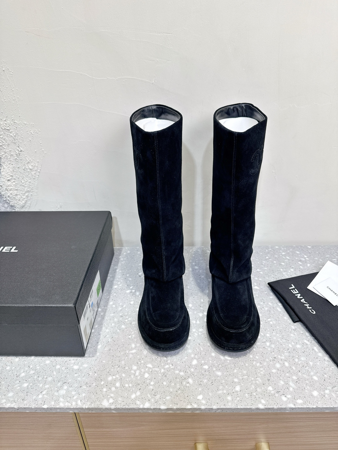 Chanel Xiaoxiang 25ss Otoño e Invierno Nuevo estilo Botas de jinete rectas de gamuza Botas con pantalones Las botas de …