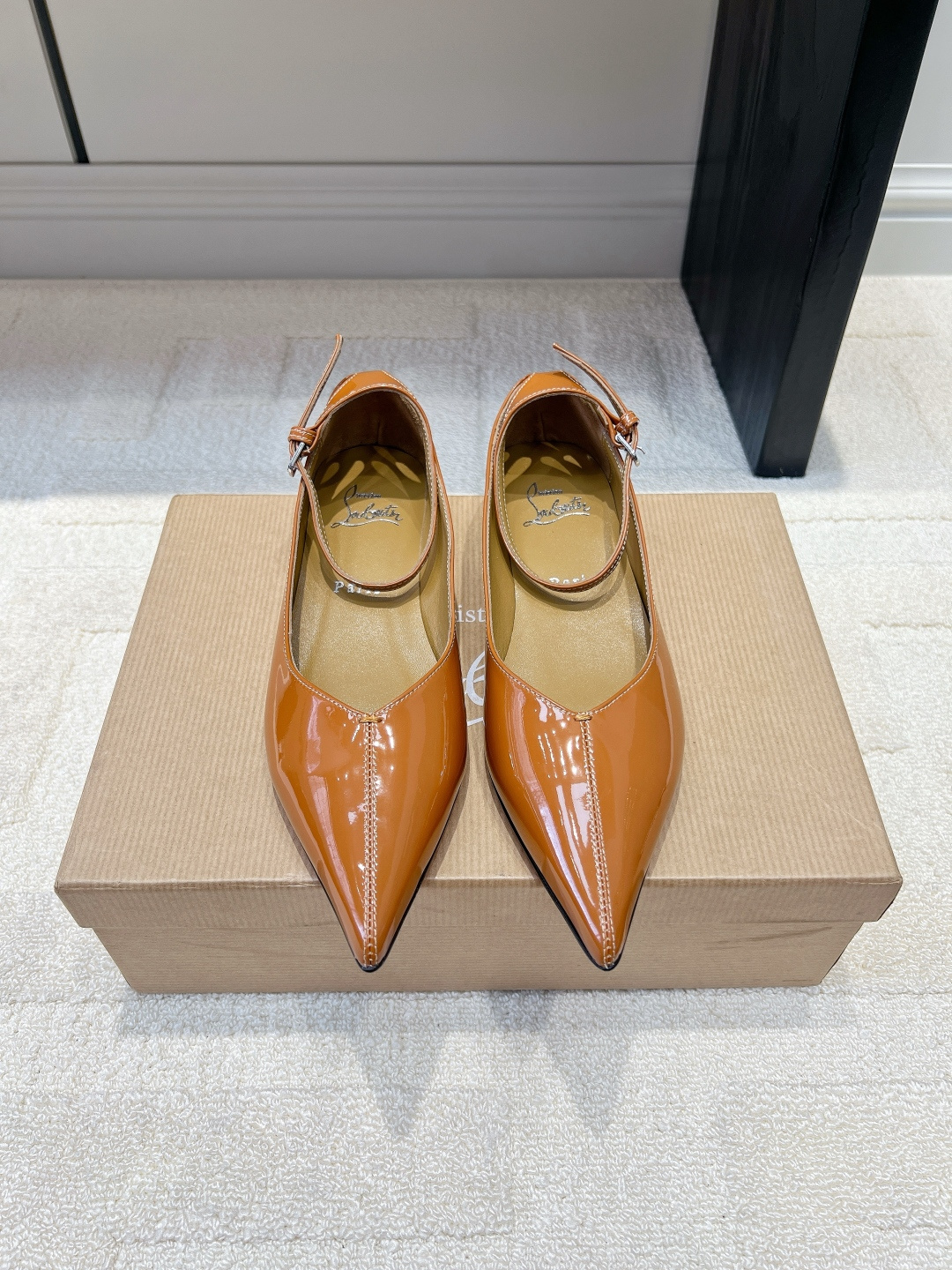 Christian Louboutin Tan Ankle-Strap Shoes