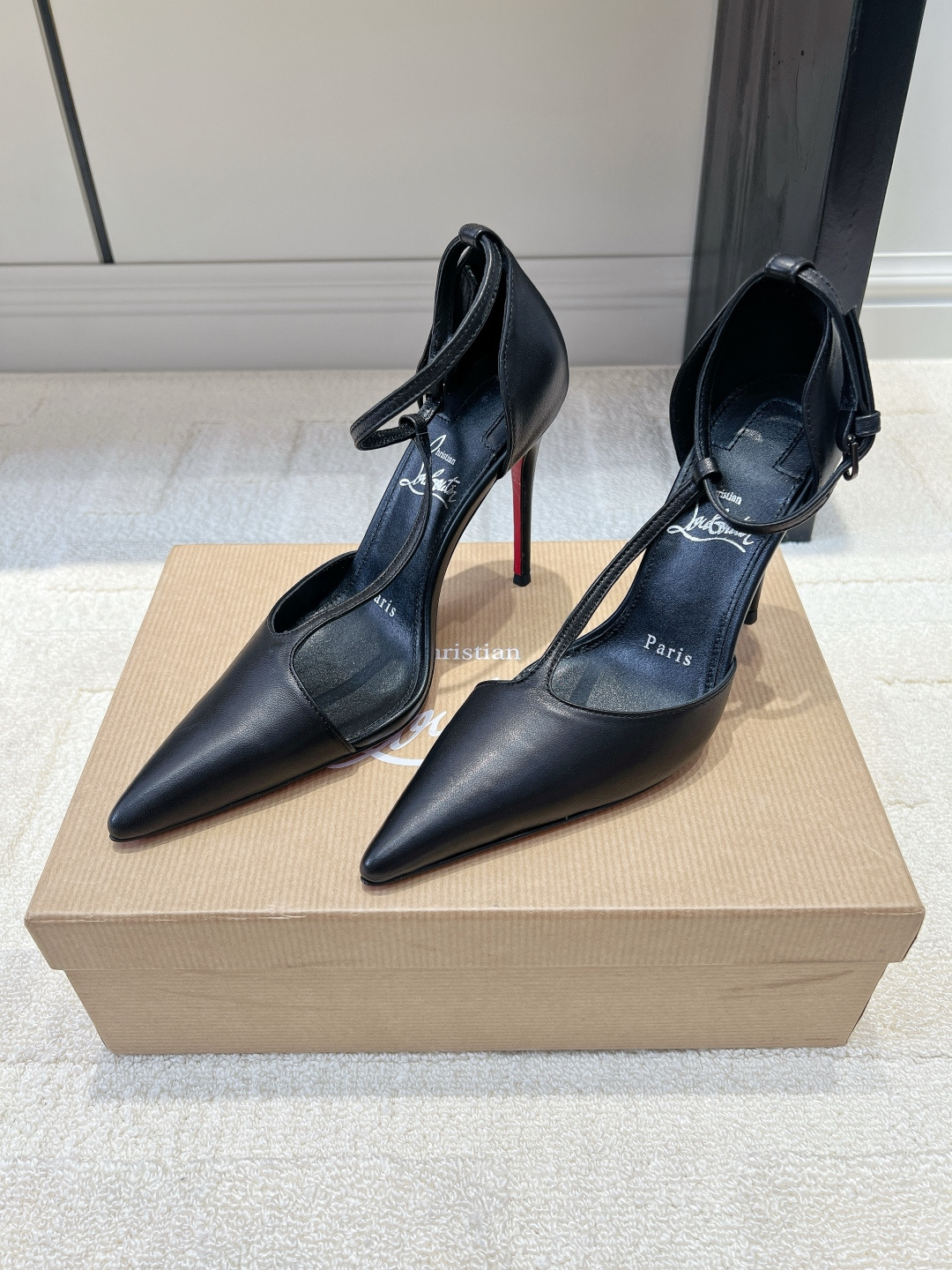 Christian Louboutin Black Ankle-Strap Pumps