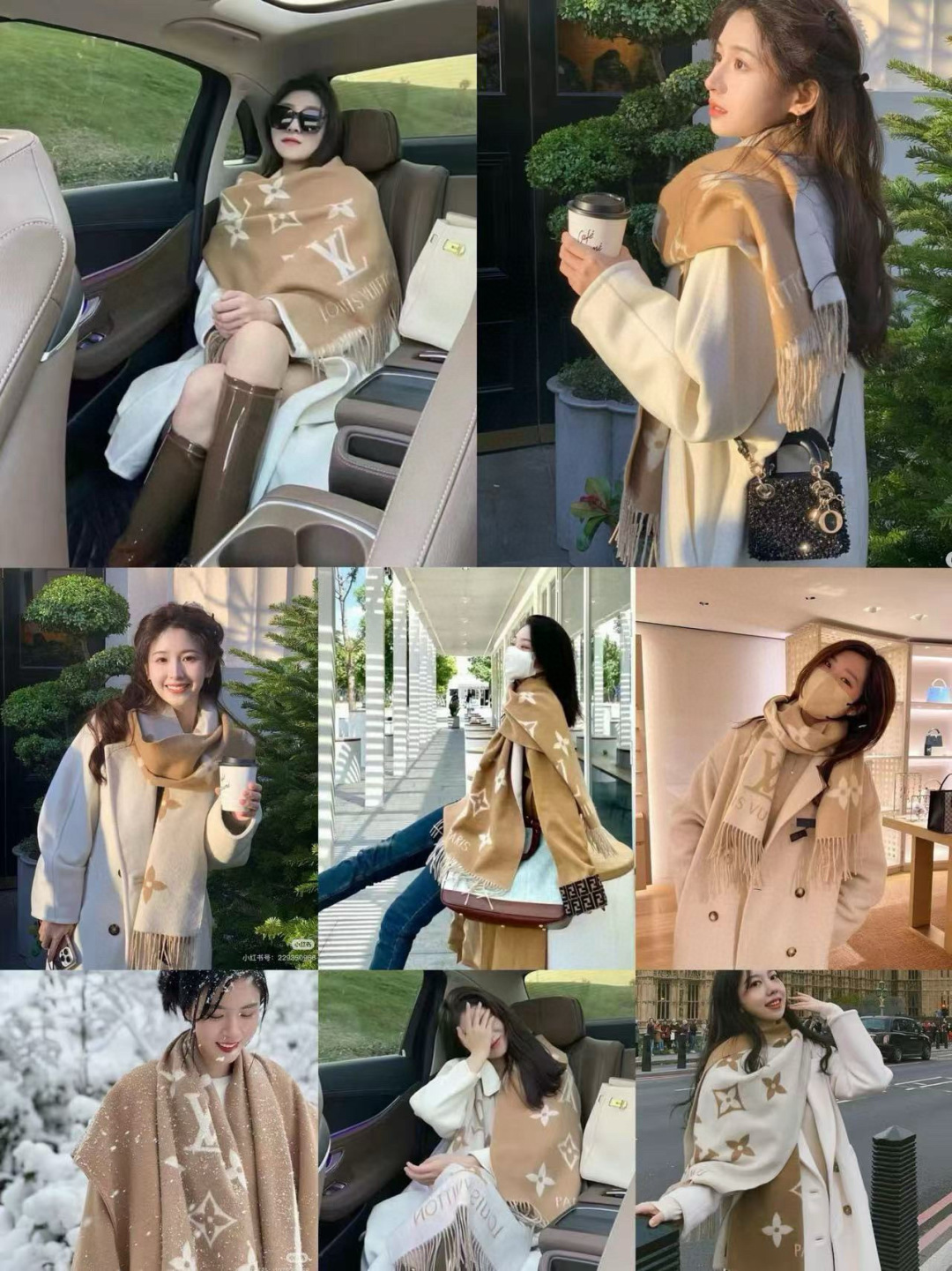 P350🆕【霍思燕同款芯片版原单货纯山羊绒】这个是今年台湾定单的渠道货‼这个款我超级挑~就是为了让你们围着去专柜的‼代购的来~香港贸易公司的订单，因为出货时间问题余下300条❗还好去年原料价格低一些，而且工厂本身利润就低，才能谈下来都收了这些货这个价格，这种客供余料的货(和国产的羊绒绝对不同，手感你一模就会明白❗)偷偷的又做出来了。去年冬天厂里因为合同关系不敢放出来卖，当时我就一直盯着，现在合同到期终于完美到我手上了‼我稍微给大家普及下这个各路版本都说自己是ZP的打脸款:1⃣.这款Reykjavik披肩的灵魂点，羊绒的网眼密度❗非常密，正反基本看不到网眼洞洞(你们可以比对其他家，都是“#”横竖纹路的，且都有孔)。反观我们的，是斜纹纹路的完全没有孔❗2⃣.披肩反面两侧有竖条边线。这是LV正品在生产工艺上会留有的❗很多F货用的是别的工艺所以不会有边线，当然个别赶到几条边上被工人裁剪掉了就没有了，但仅仅是个别几条❗3⃣厚度和柔软度。只有原单规格才能厚度和柔软度兼具❗其他就不多说了，买不买没关系，但我们教你懂货‼你和真正的牛逼货之间就差辨识力❗出完无补，因为没有这客供原料了‼‼我剁手都要买，因为真的可以用一辈子‼45*170➕流苏10x2cm