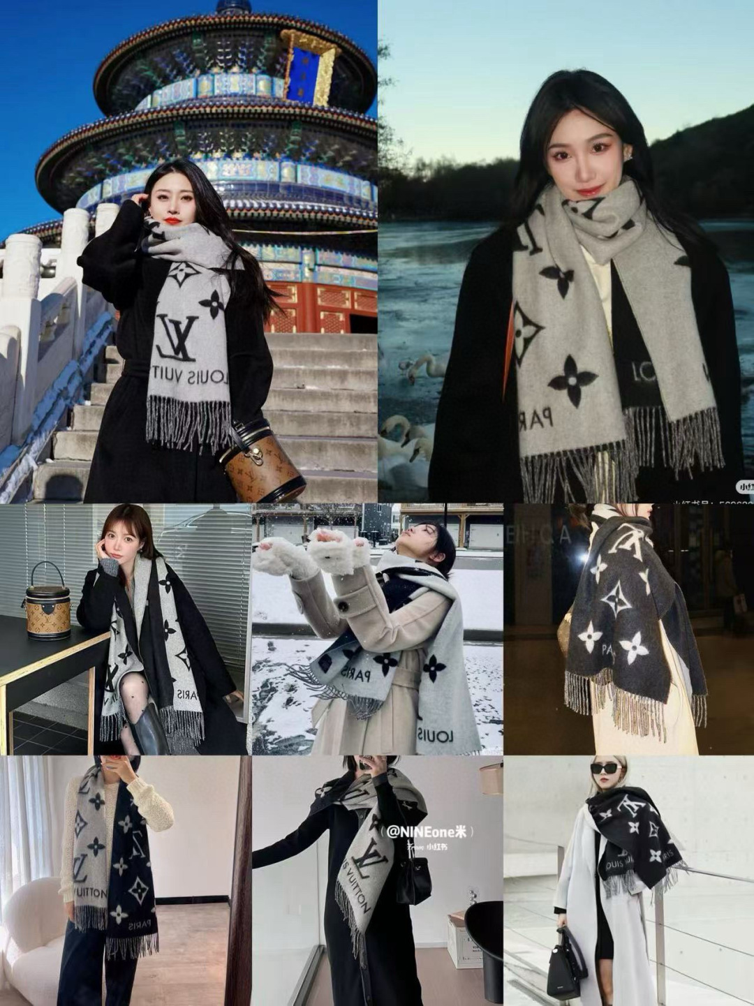 P350🆕【霍思燕同款芯片版原单货纯山羊绒】这个是今年台湾定单的渠道货‼这个款我超级挑~就是为了让你们围着去专柜的‼代购的来~香港贸易公司的订单，因为出货时间问题余下300条❗还好去年原料价格低一些，而且工厂本身利润就低，才能谈下来都收了这些货这个价格，这种客供余料的货(和国产的羊绒绝对不同，手感你一模就会明白❗)偷偷的又做出来了。去年冬天厂里因为合同关系不敢放出来卖，当时我就一直盯着，现在合同到期终于完美到我手上了‼我稍微给大家普及下这个各路版本都说自己是ZP的打脸款:1⃣.这款Reykjavik披肩的灵魂点，羊绒的网眼密度❗非常密，正反基本看不到网眼洞洞(你们可以比对其他家，都是“#”横竖纹路的，且都有孔)。反观我们的，是斜纹纹路的完全没有孔❗2⃣.披肩反面两侧有竖条边线。这是LV正品在生产工艺上会留有的❗很多F货用的是别的工艺所以不会有边线，当然个别赶到几条边上被工人裁剪掉了就没有了，但仅仅是个别几条❗3⃣厚度和柔软度。只有原单规格才能厚度和柔软度兼具❗其他就不多说了，买不买没关系，但我们教你懂货‼你和真正的牛逼货之间就差辨识力❗出完无补，因为没有这客供原料了‼‼我剁手都要买，因为真的可以用一辈子‼45*170➕流苏10x2cm