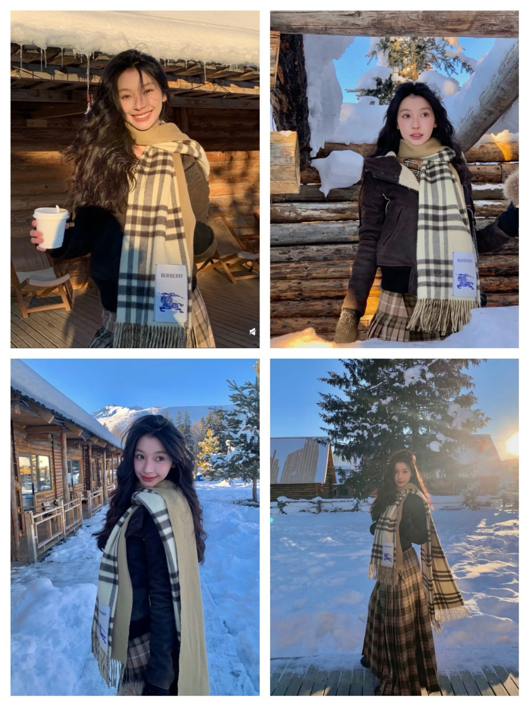 🆕易梦玲同款Bur新款双面两用格纹羊绒围巾，绝对是冬日里封神的一款，男女同款，配情侣款也是绝绝子啦，完全