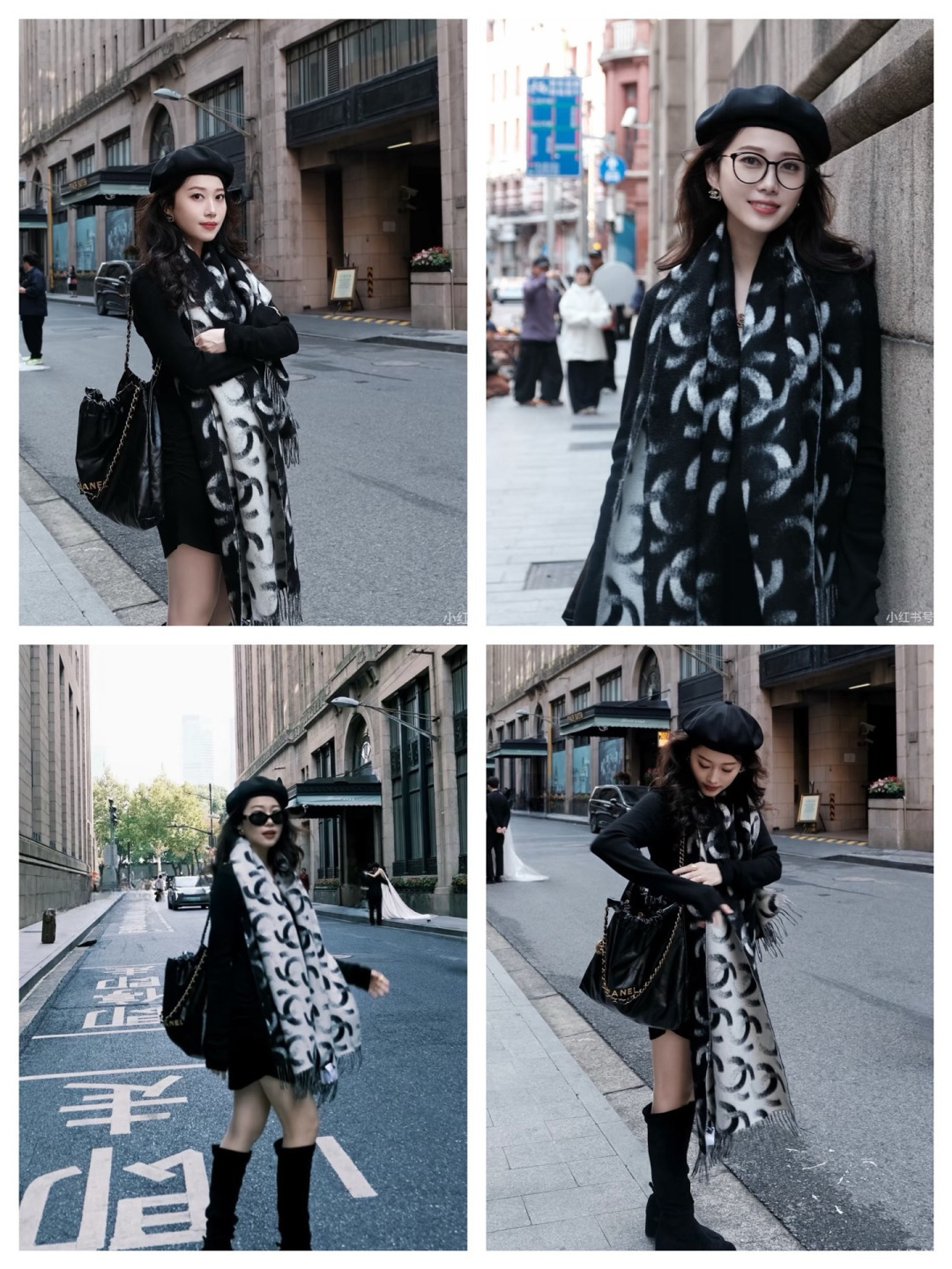 🆕香奶奶独家新款，25k系列哈双面黑白熊猫渐变色Logo双C羊绒围巾披肩，这绝对是今年最最最美的一款，没