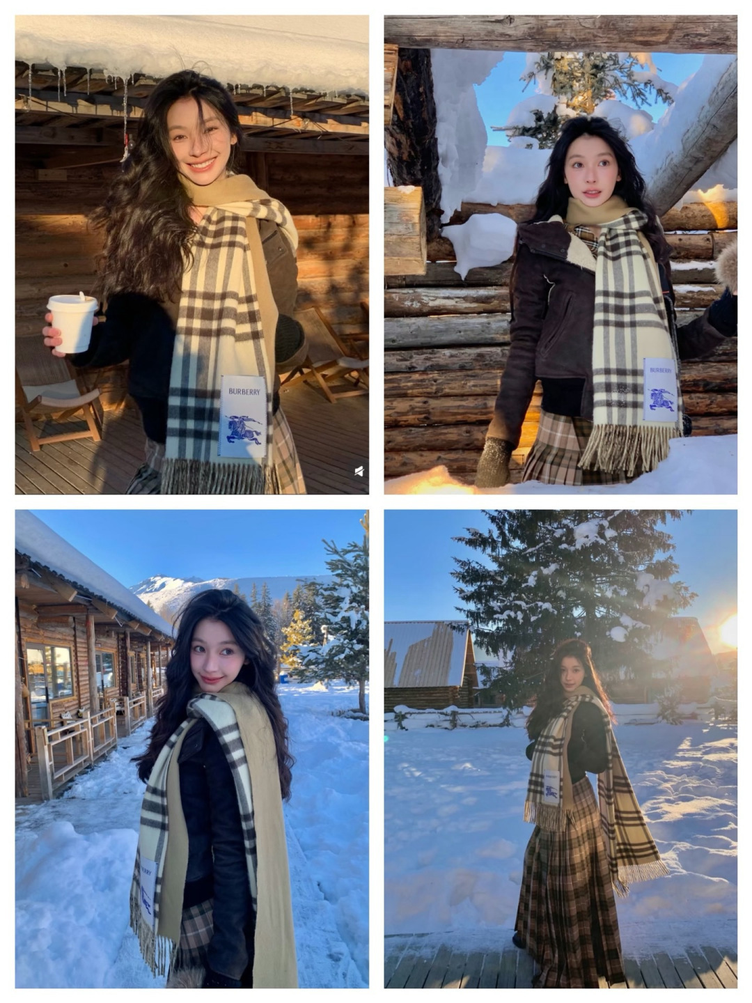 🆕易梦玲同款Bur新款双面两用格纹羊绒围巾，绝对是冬日里封神的一款，男女同款，配情侣款也是绝绝子啦，完全