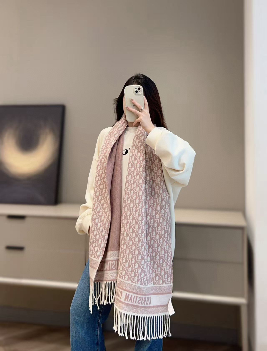 🆕【高版 · Dior双面流苏倾斜字母】这款 Oblique 印花围巾重新诠释 Dior 经典标识，彰显