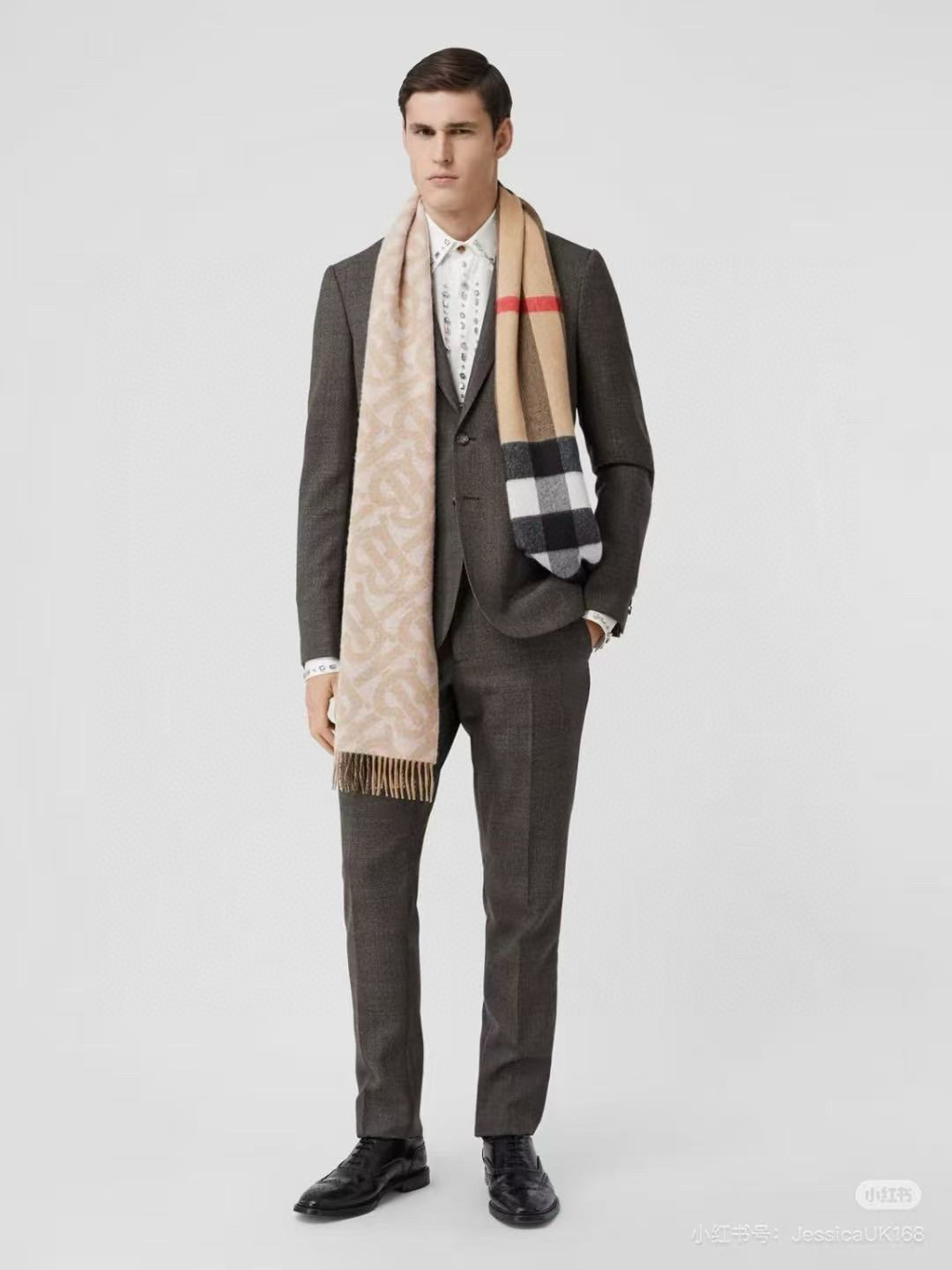 Burberry 高版合股纱 · 法国的外贸订单 Bur 款TB典藏款系列 提花精纺羊绒围巾 产自苏格兰工坊