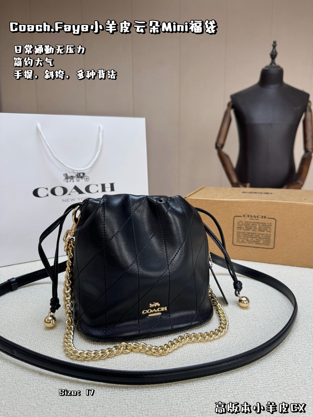 COACH bag , comes with box, high version lambskin cloud bag — photo 2