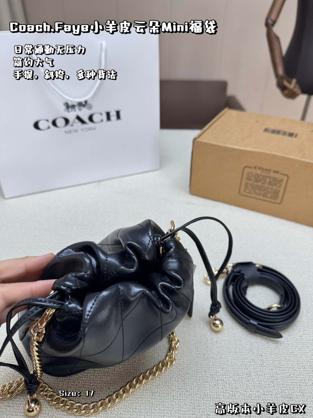 COACH bag , comes with box, high version lambskin cloud bag — photo 6
