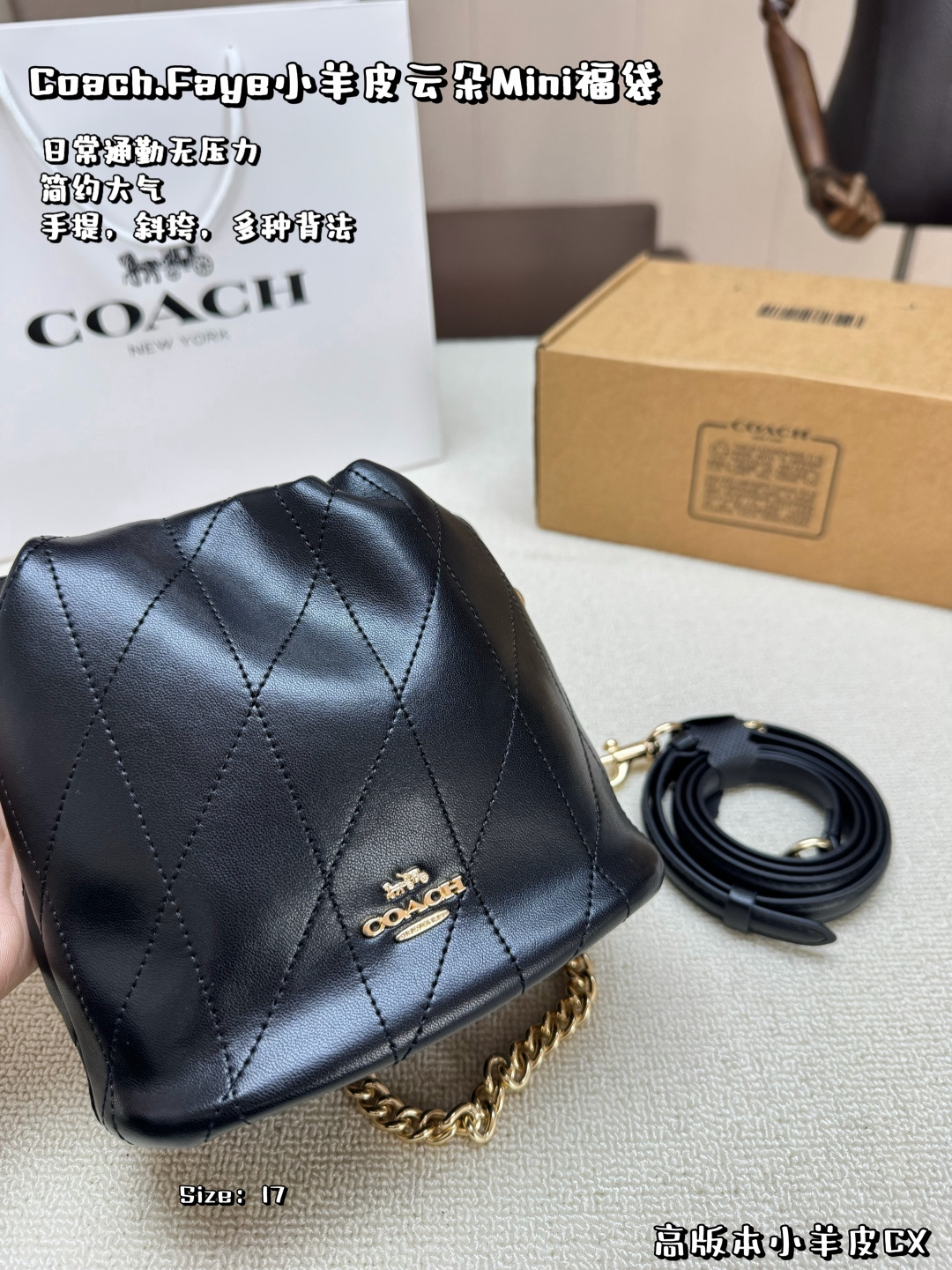 COACH bag , comes with box, high version lambskin cloud bag — photo 4