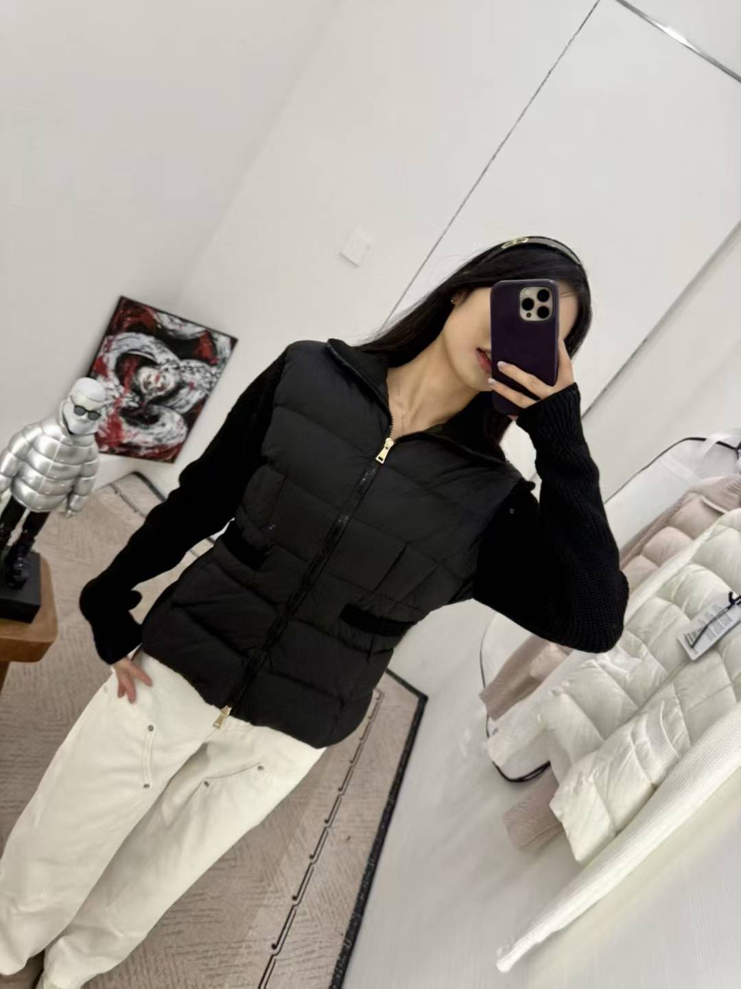 羽绒 💚女款 针织羽绒服 上身效果图～