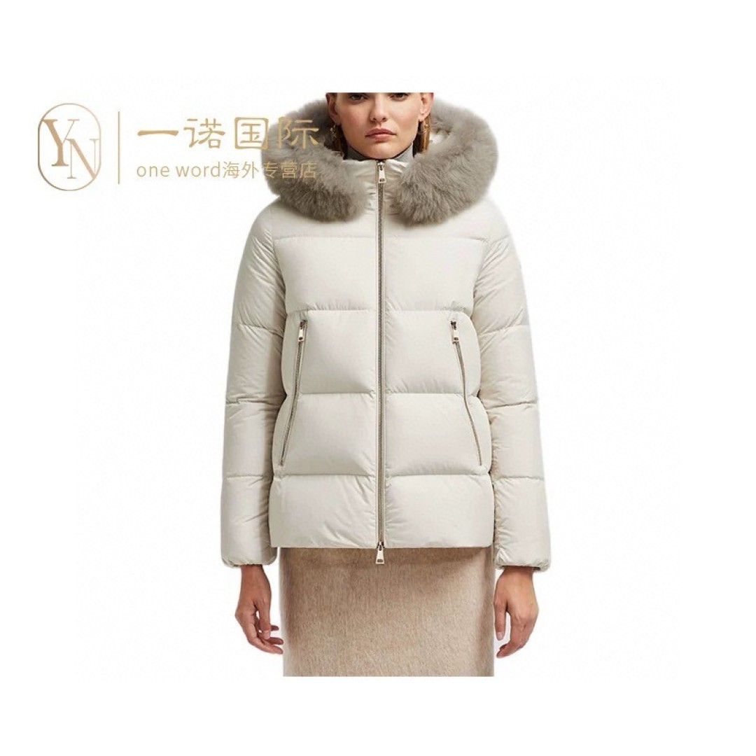 Moncler 盟可睐Laichefur女士狐狸毛领A版娃娃款羽绒服～杏色官网图同步上新～