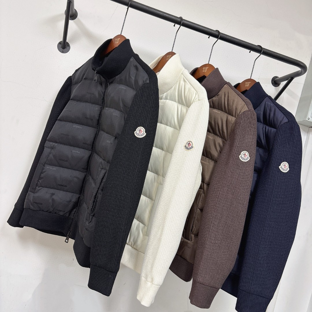 Moncler dunjakke Mundløs strikket patchwork dunjakke — photo 2