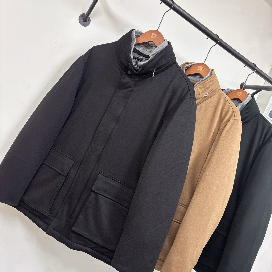 ！ 🆕ZEGNA 杰尼亚 25秋冬最新款立领毛呢中长款羽绒服外套 版型剪裁完美穿着舒适有型，整体视觉感超