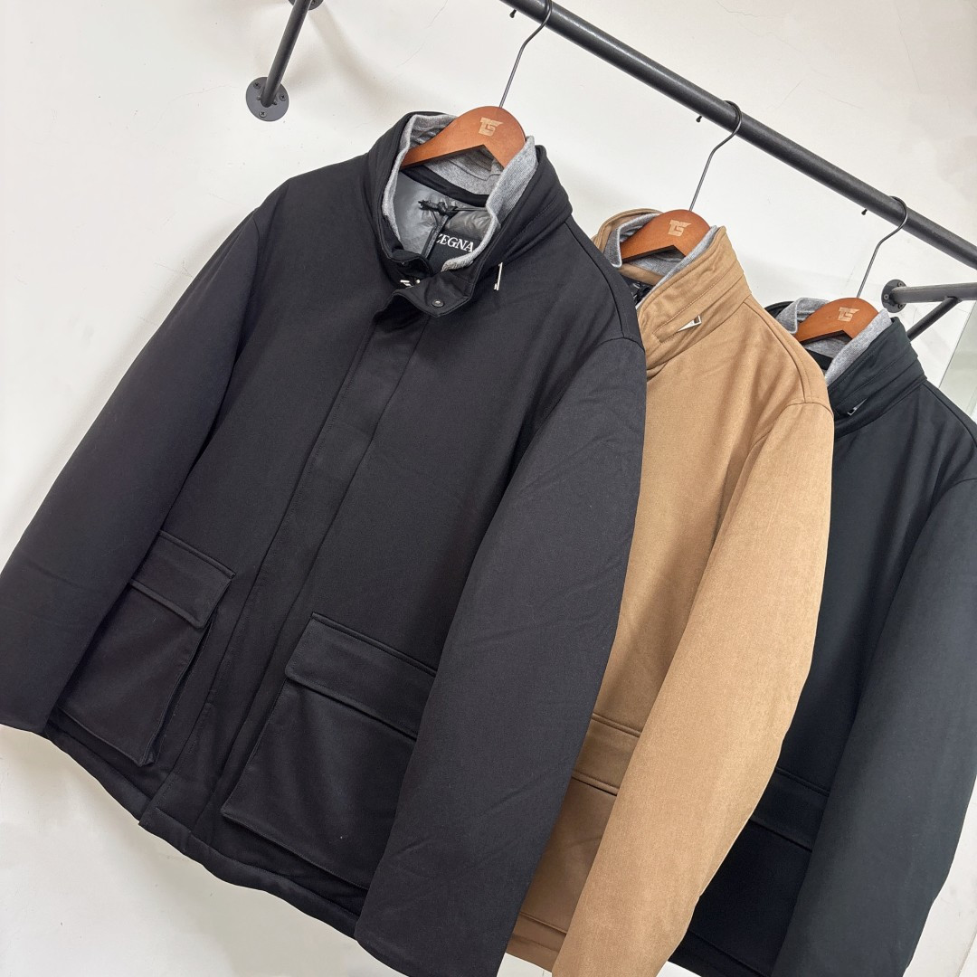 ！ 🆕ZEGNA 杰尼亚 25秋冬最新款立领毛呢中长款羽绒服外套 版型剪裁完美穿着舒适有型，整体视觉感超