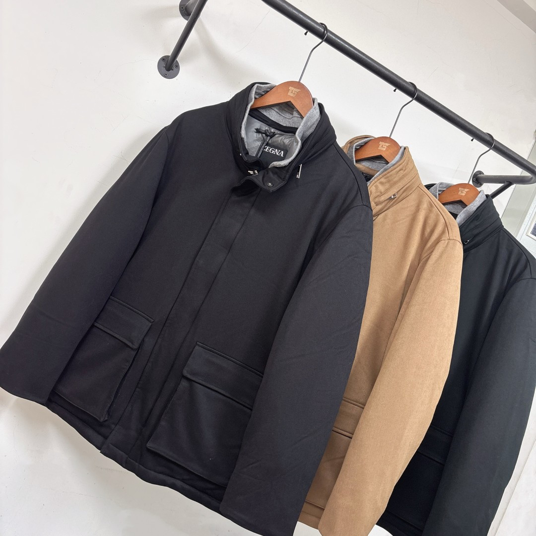 ！ 🆕ZEGNA 杰尼亚 25秋冬最新款立领毛呢中长款羽绒服外套 版型剪裁完美穿着舒适有型，整体视觉感超
