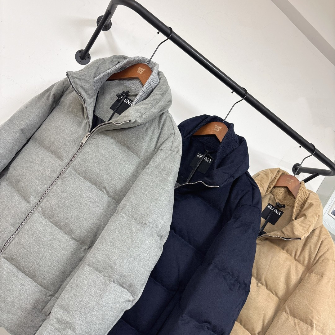 🆕ZEGNA 杰尼亚 25秋冬最新款立领毛呢羽绒服外套 版型剪裁完美穿着舒适有型，整体视觉感超强，上身效