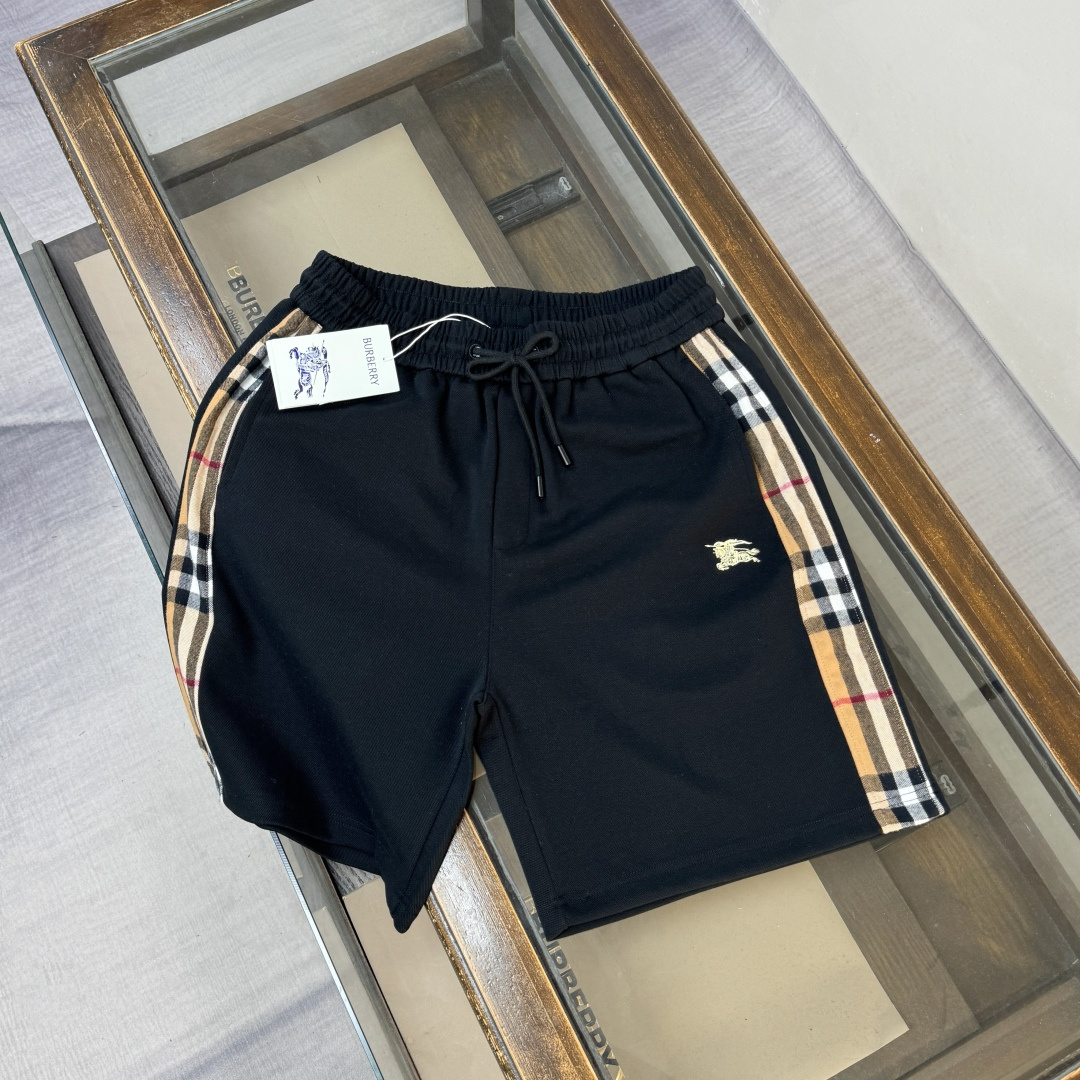 P100 C✨BUR*BERRY Los últimos pantalones cortos casuales a cuadros empalmados a cuadros de Burberry 2026 en ambos lados,…