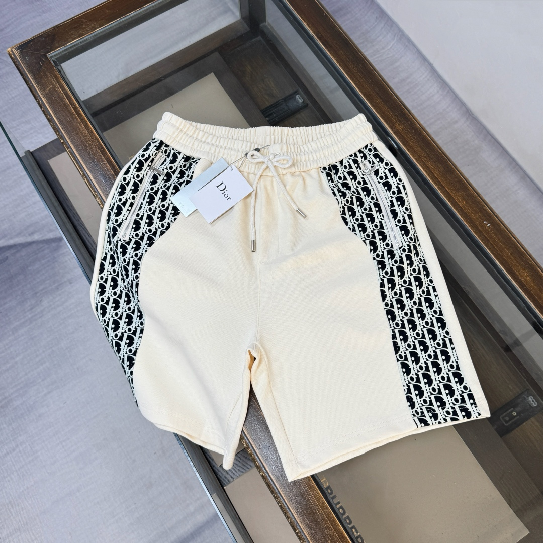 P100 C✨DIOR 2026 últimos pantalones cortos casuales con empalme de letras jacquard en ambos lados, tela personalizada ~…