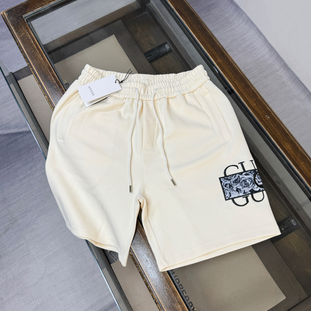 P100 C✨GUCCI Gucci, pantalones cortos casuales más nuevos de 2026, tejido personalizado: bordado de letras logo de alta…