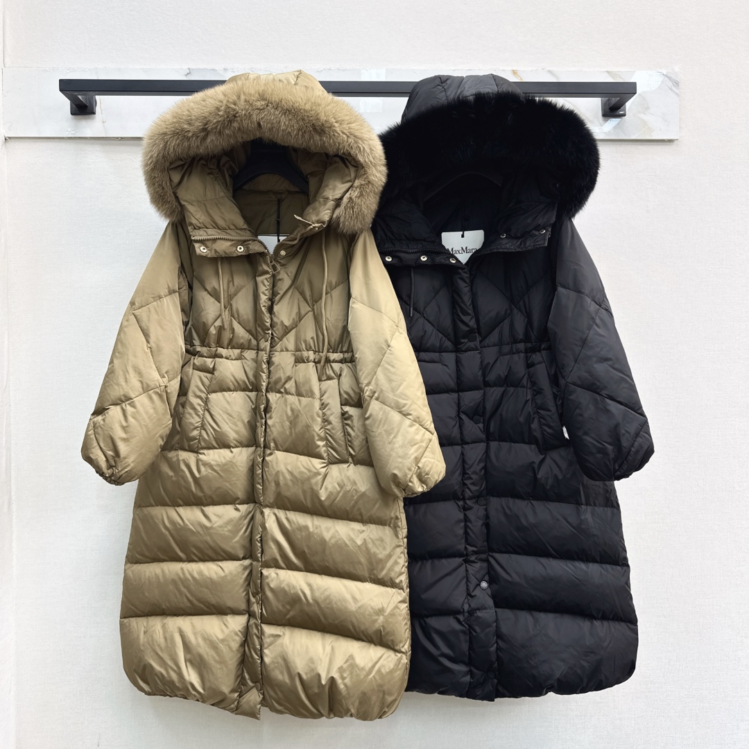 独家首发 原单品质 Max 25Ss———秋冬最新款毛领腰部抽绳收腰连帽长款羽绒服🖤 经典微宽松H版型 