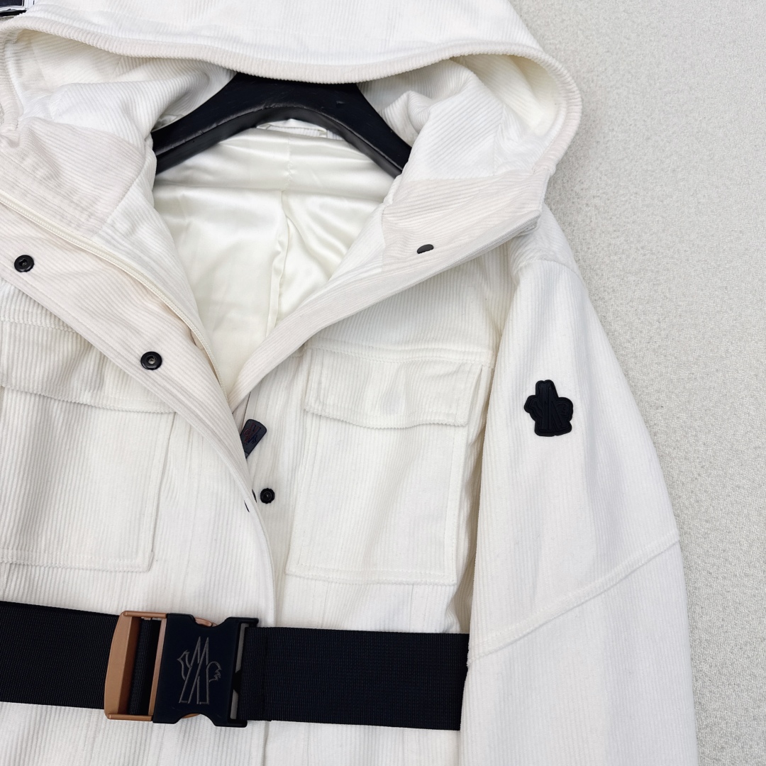 Corduroy Windbreaker with Logo Waist Belt Slim Fit Ski Jacket Coat 5 cmp i1757220617830 8321 0 3