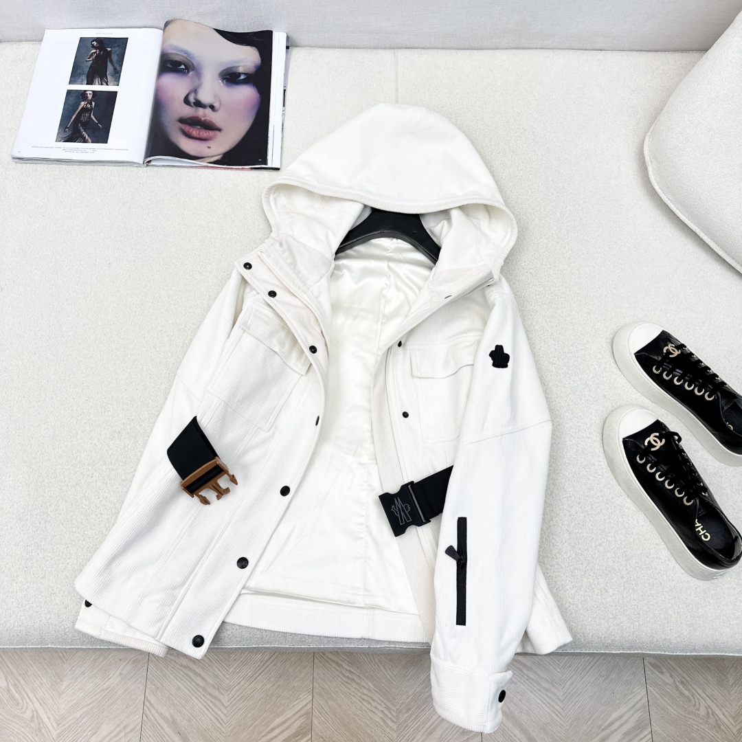 Corduroy Windbreaker with Logo Waist Belt Slim Fit Ski Jacket Coat 6 cmp i1757220617830 9501 0 5
