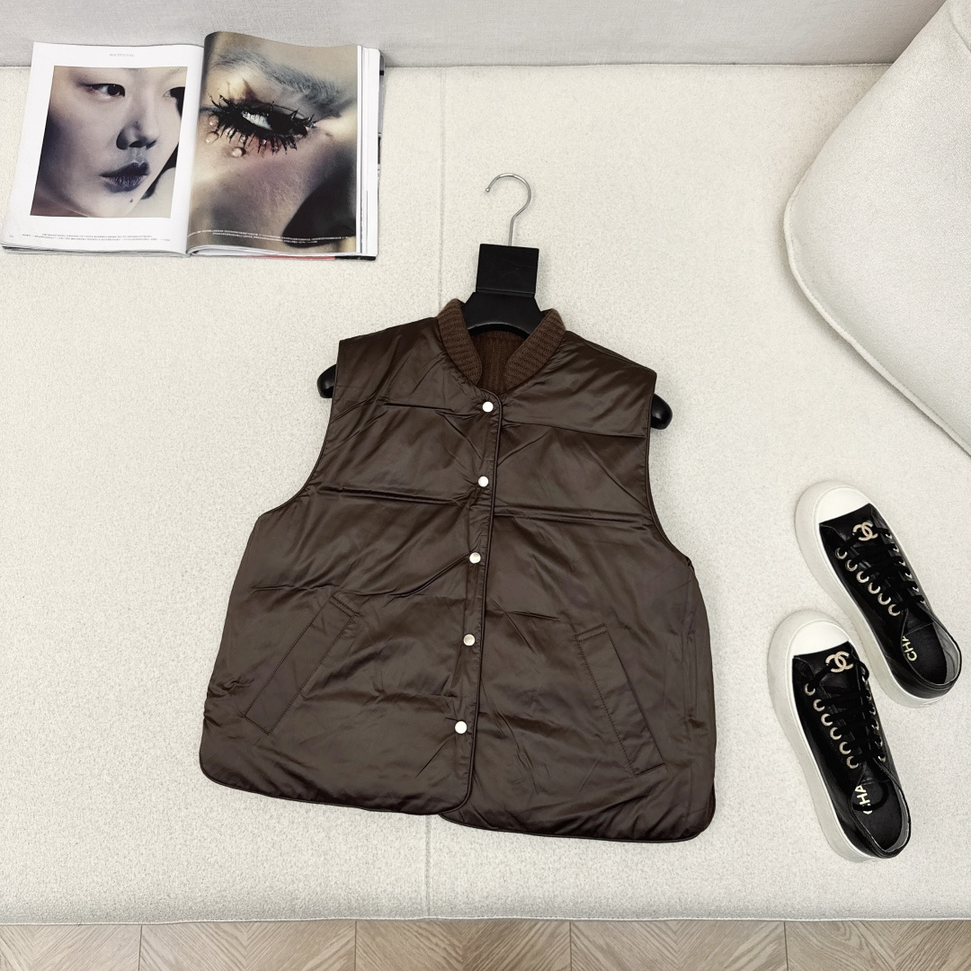 双面可穿 原单品质 Bc 25Ss————秋冬最新款高奢老钱风穿搭小立领白鹅绒马甲外套🤎百分百山羊绒外壳