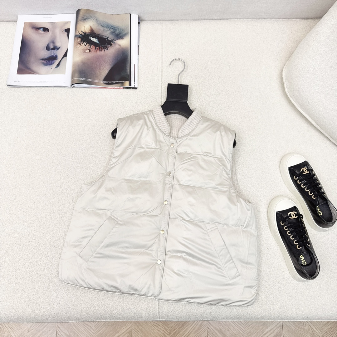 双面可穿 原单品质 Bc 25Ss————秋冬最新款高奢老钱风穿搭小立领白鹅绒马甲外套🤎百分百山羊绒外壳