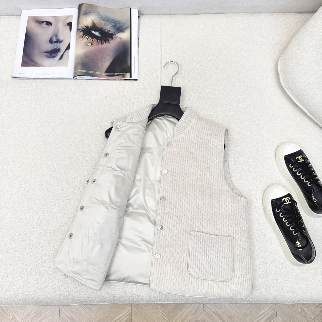 双面可穿 原单品质 Bc 25Ss————秋冬最新款高奢老钱风穿搭小立领白鹅绒马甲外套🤎百分百山羊绒外壳