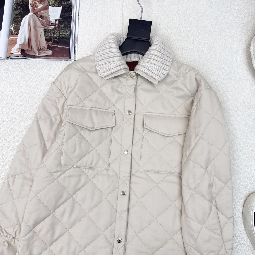 Wool Knit Collar Cotton Coat - Stylish Mid-Length H-Line Jacket 3 cmp i1757394454568 4562 0 1