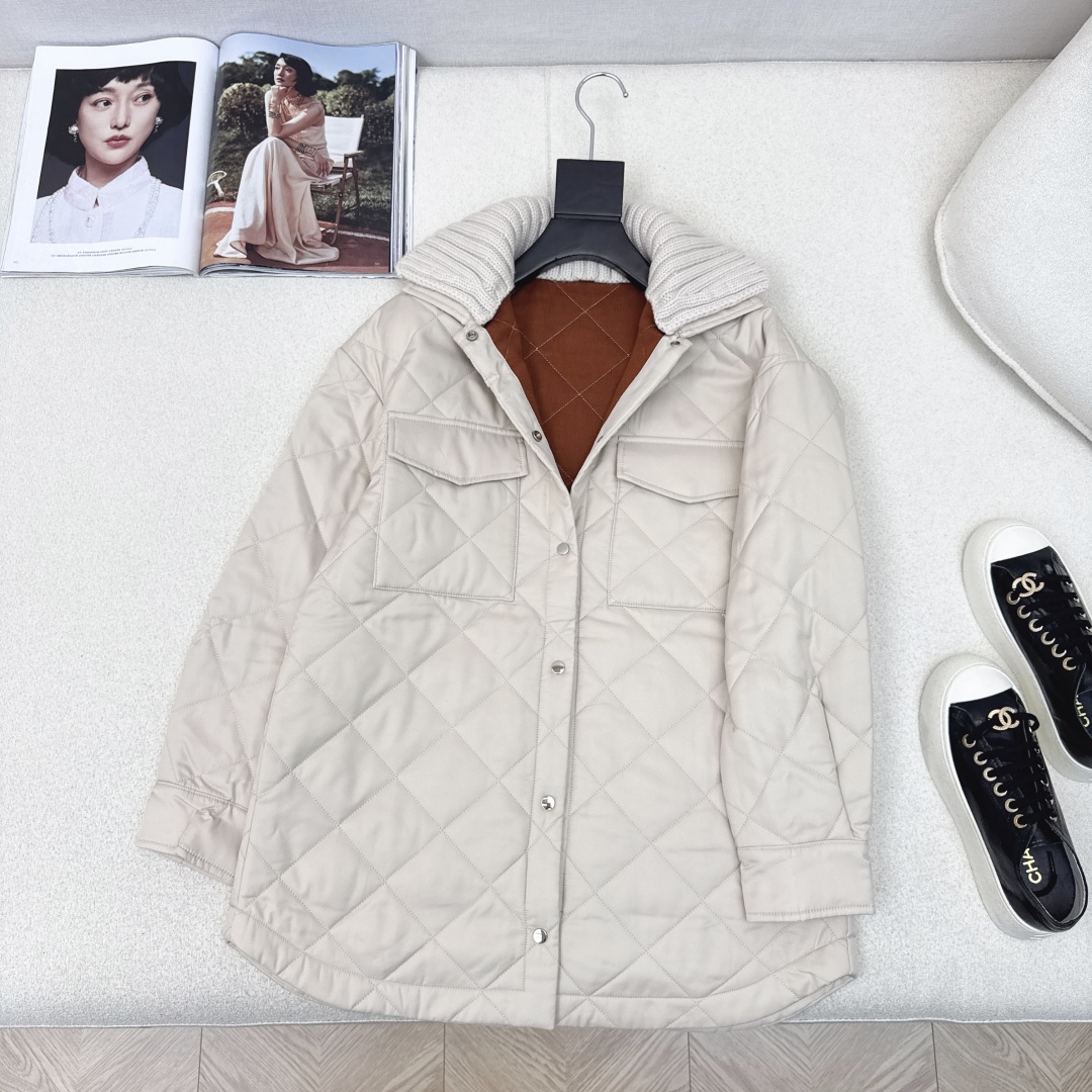 Wool Knit Collar Cotton Coat - Stylish Mid-Length H-Line Jacket 6 cmp i1757394454569 1911 0 4