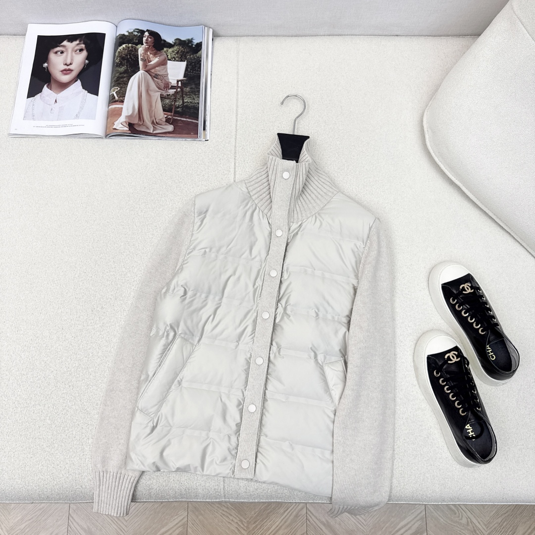 品质控必入 独家款～lp🆕 25Ss————秋冬最新款高奢羊毛针织拼接羽绒服🖤定制尼龙+百分百羊毛针织面