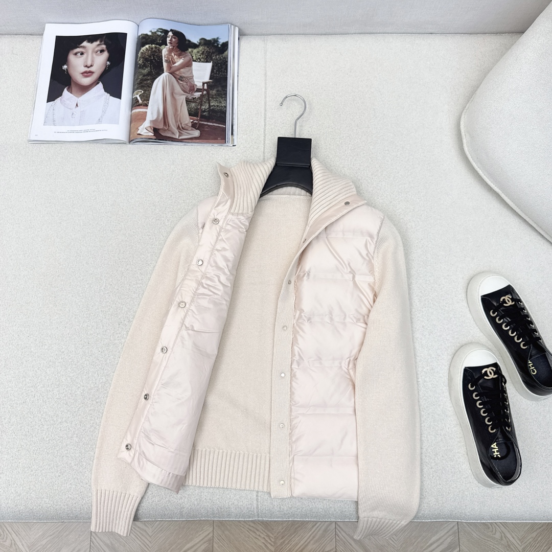 品质控必入 独家款～lp🆕 25Ss————秋冬最新款高奢羊毛针织拼接羽绒服🖤定制尼龙+百分百羊毛针织面
