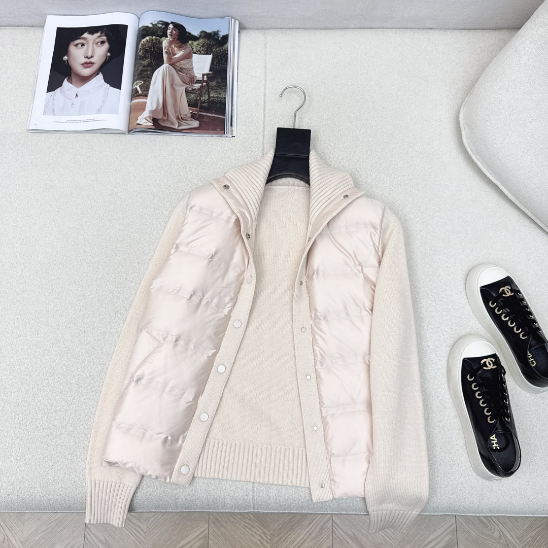 品质控必入 独家款～lp🆕 25Ss————秋冬最新款高奢羊毛针织拼接羽绒服🖤定制尼龙+百分百羊毛针织面