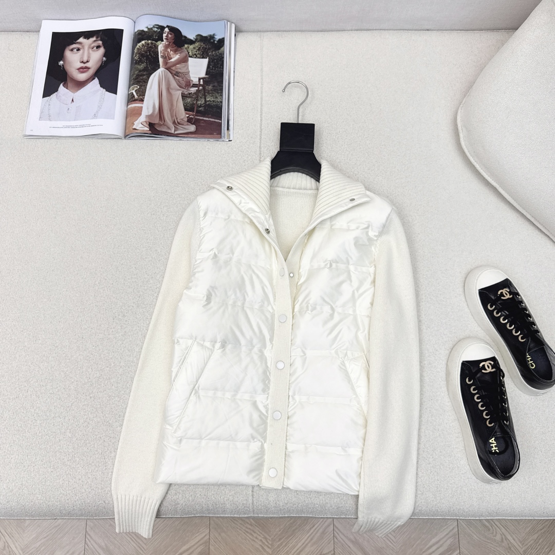 品质控必入 独家款～lp🆕 25Ss————秋冬最新款高奢羊毛针织拼接羽绒服🖤定制尼龙+百分百羊毛针织面