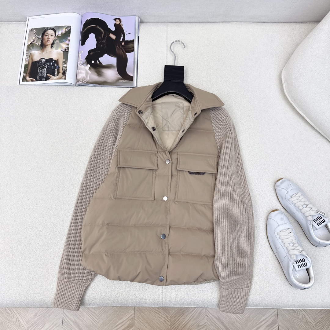 品质控必入 独家款～ BC 25Ss————秋冬最新款高奢羊毛针织拼接羽绒服🖤定制尼龙+百分百羊毛针织面