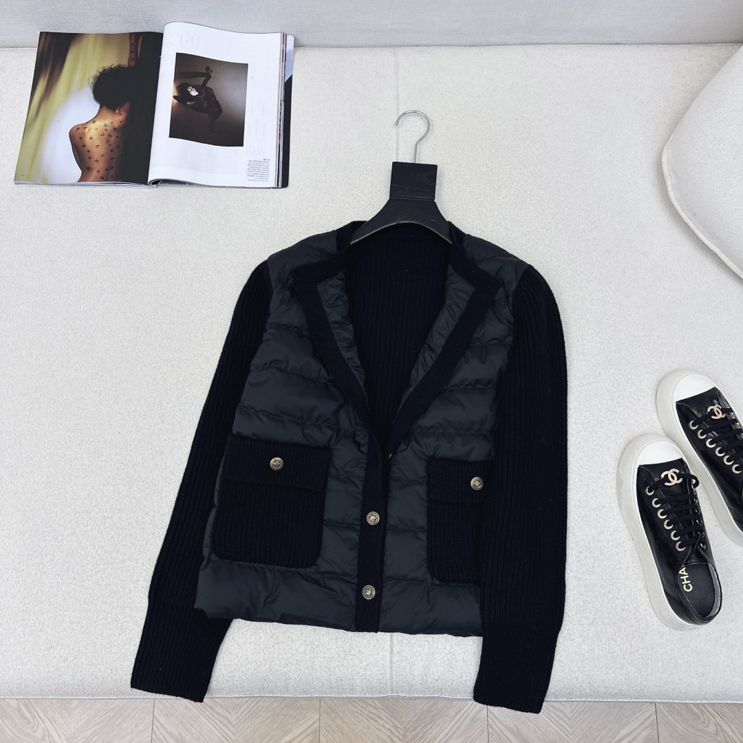 独家款～～lp🆕 25Ss———秋冬最新款羊毛拼接圆领羽绒服🖤 国标进口90白鸭绒填充 轻盈舒适自带发热