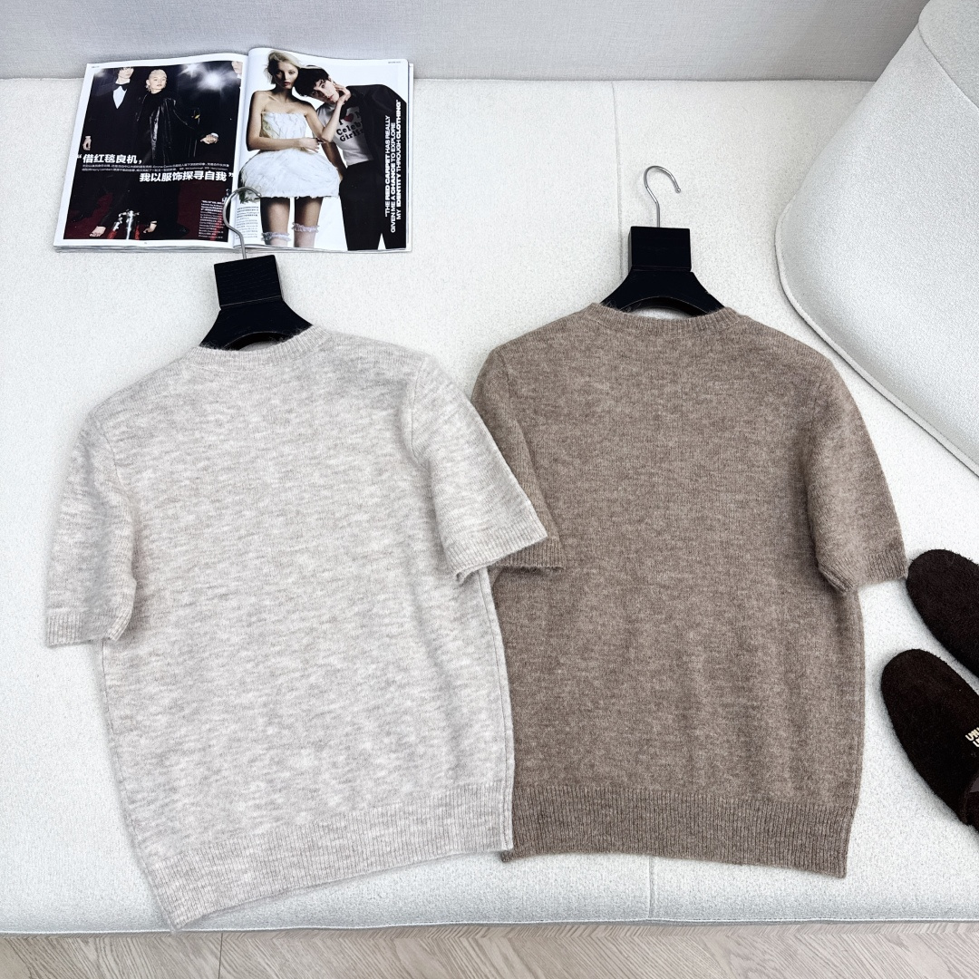 独家款 ～ lp🆕 25Ss————秋冬最新款老钱风穿搭气质短袖毛衣 🤎极简高智感穿搭Look～ 羊驼绒