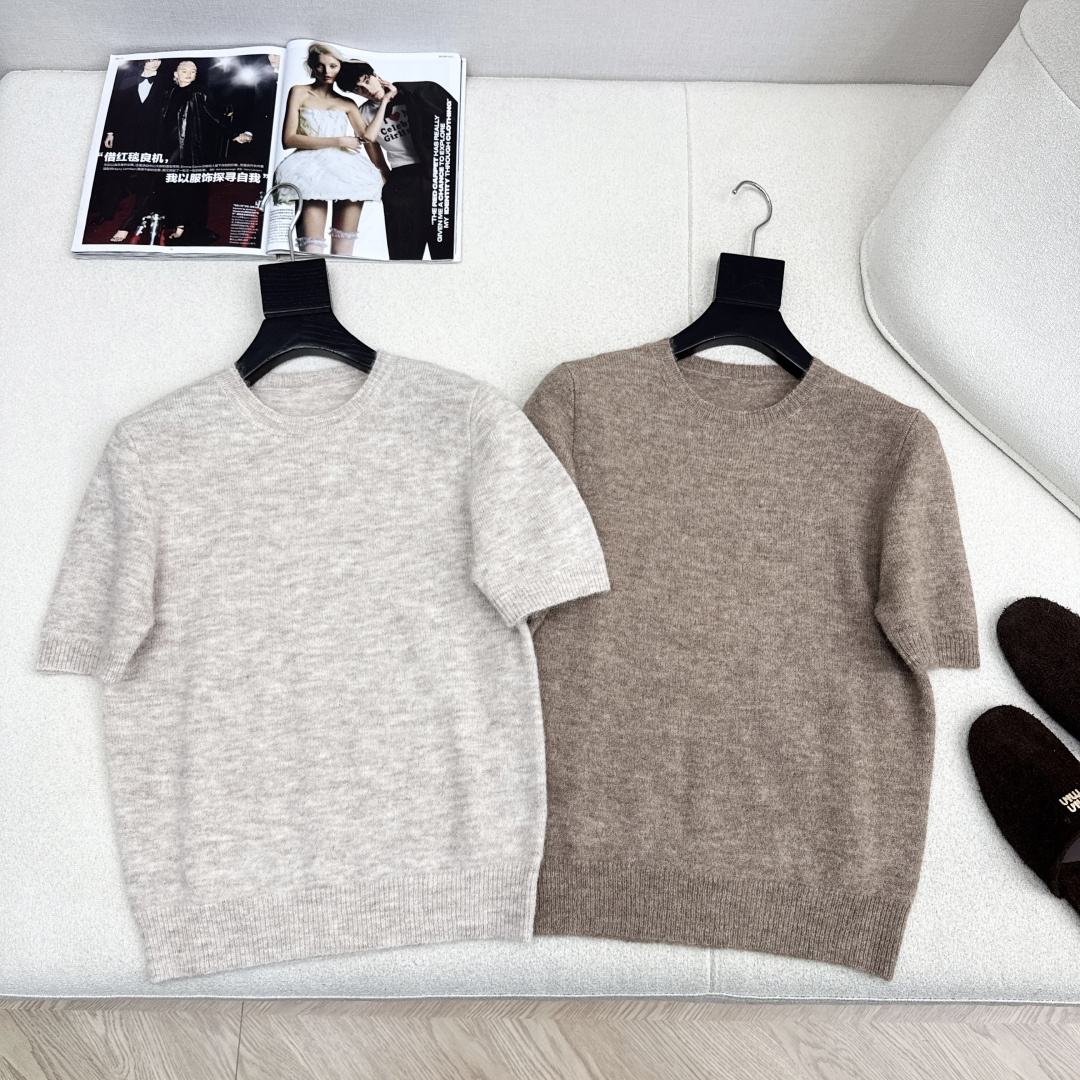 独家款 ～ lp🆕 25Ss————秋冬最新款老钱风穿搭气质短袖毛衣 🤎极简高智感穿搭Look～ 羊驼绒