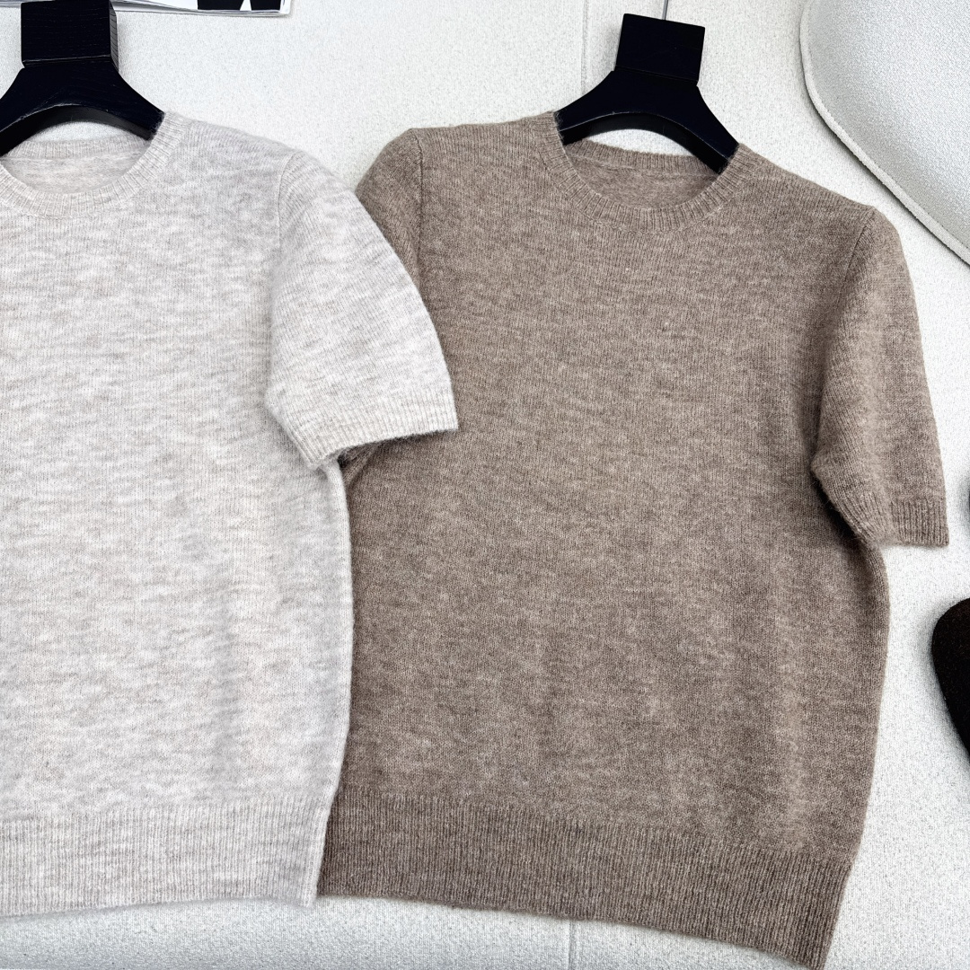 独家款 ～ lp🆕 25Ss————秋冬最新款老钱风穿搭气质短袖毛衣 🤎极简高智感穿搭Look～ 羊驼绒