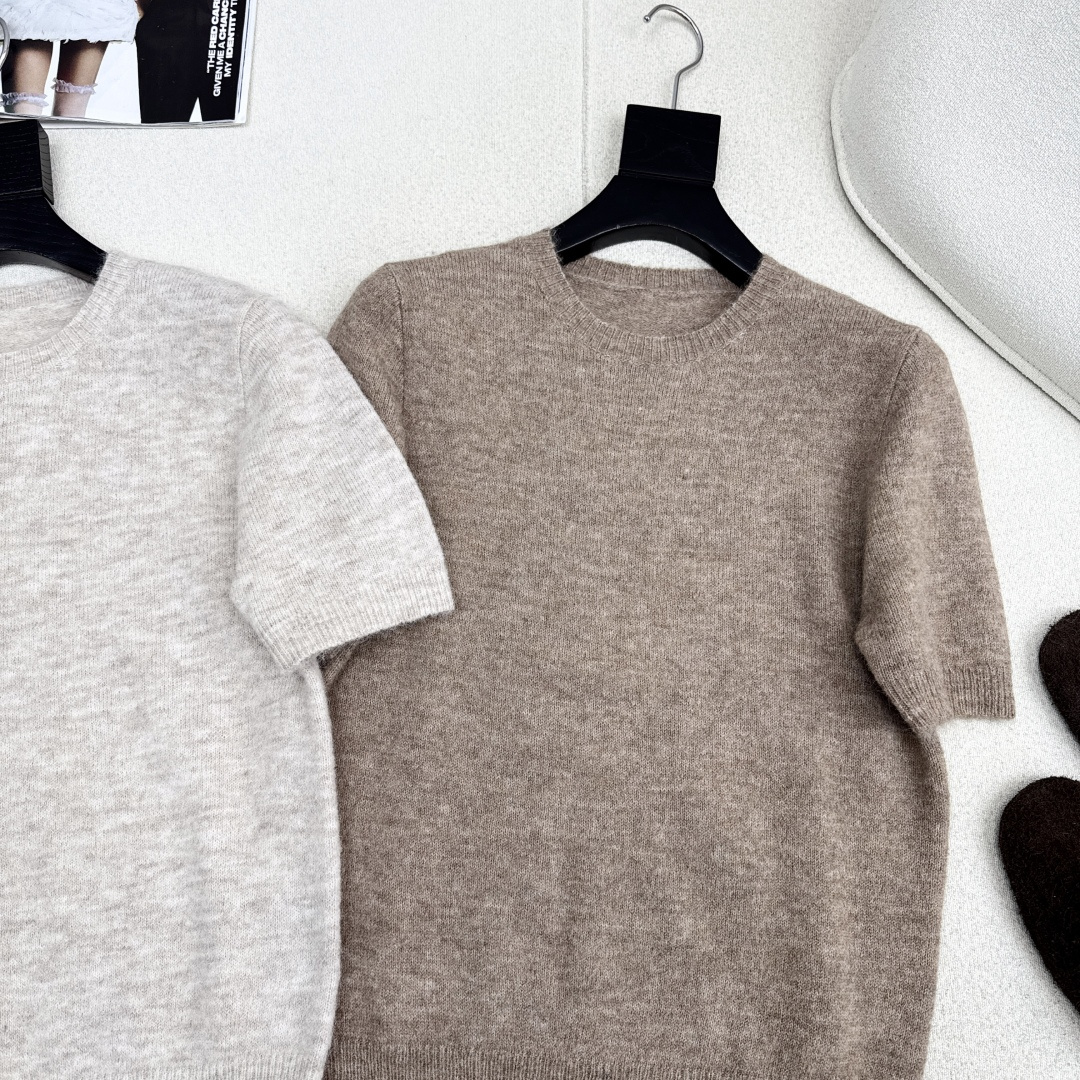 独家款 ～ lp🆕 25Ss————秋冬最新款老钱风穿搭气质短袖毛衣 🤎极简高智感穿搭Look～ 羊驼绒