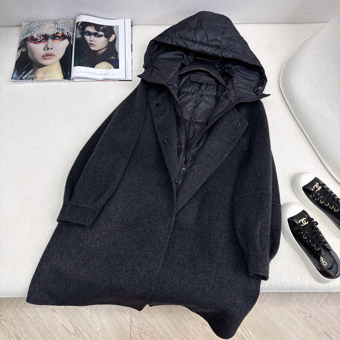 高端原单品质 独家首发 lp🆕 25Ss——秋冬新品 两件套设计羽绒内胆双面羊绒大衣🤍 老钱风穿搭 经典