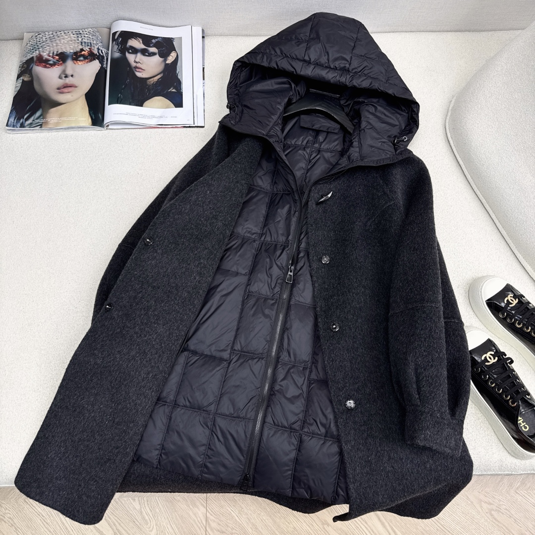 高端原单品质 独家首发 lp🆕 25Ss——秋冬新品 两件套设计羽绒内胆双面羊绒大衣🤍 老钱风穿搭 经典