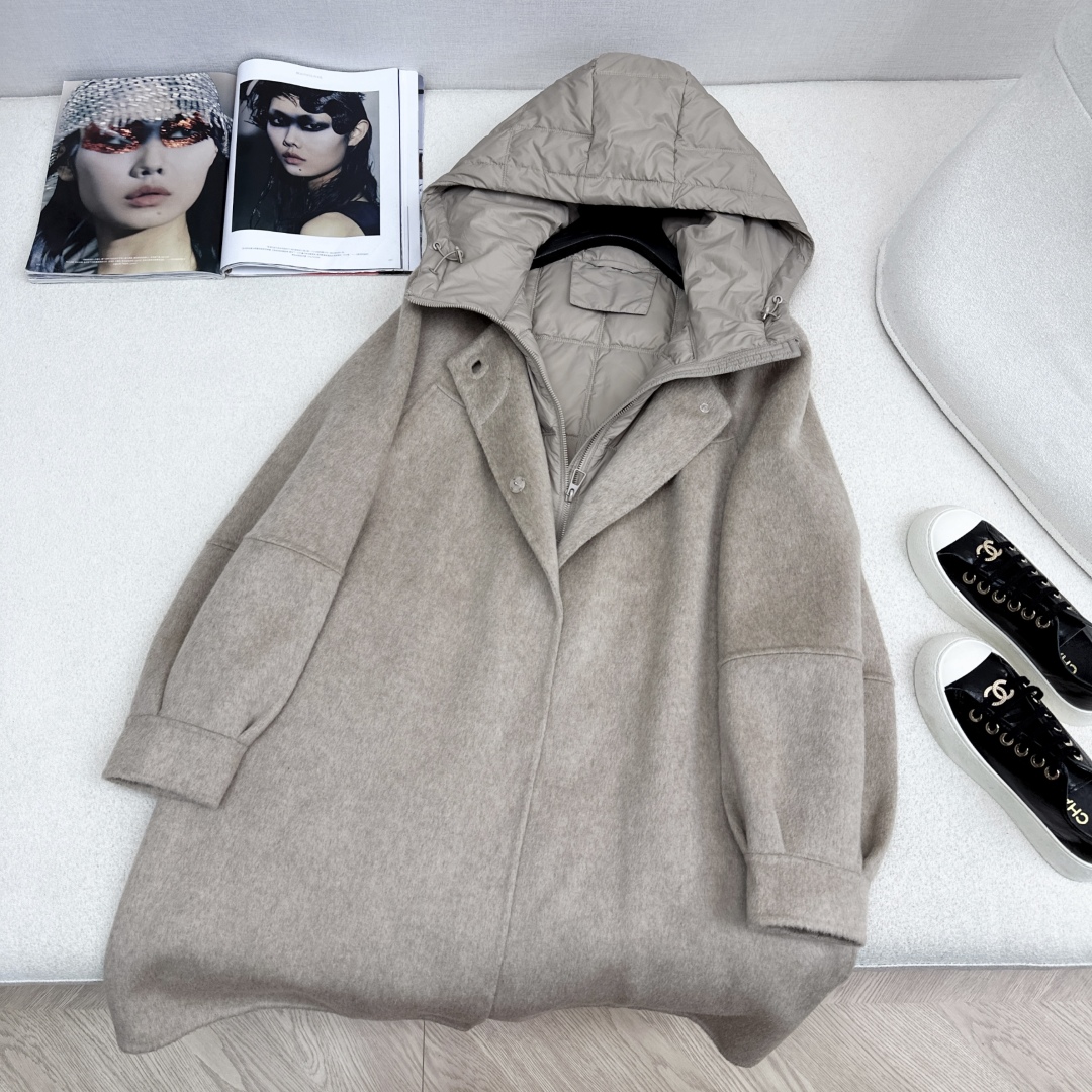 高端原单品质 独家首发 lp🆕 25Ss——秋冬新品 两件套设计羽绒内胆双面羊绒大衣🤍 老钱风穿搭 经典