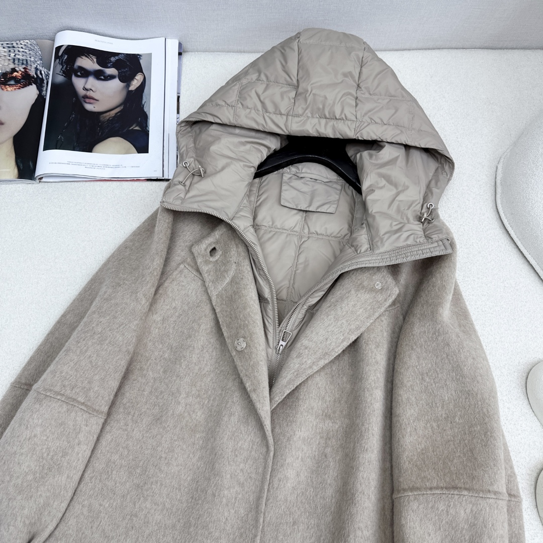 高端原单品质 独家首发 lp🆕 25Ss——秋冬新品 两件套设计羽绒内胆双面羊绒大衣🤍 老钱风穿搭 经典