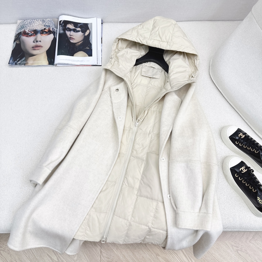 高端原单品质 独家首发 lp🆕 25Ss——秋冬新品 两件套设计羽绒内胆双面羊绒大衣🤍 老钱风穿搭 经典